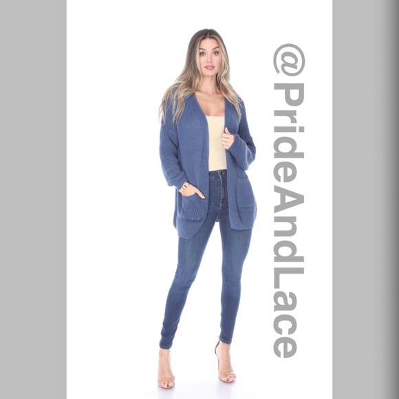 LAST 2️⃣ BLUE DOUBLE POCKET KNIT CARDIGAN - Picture 2 of 4